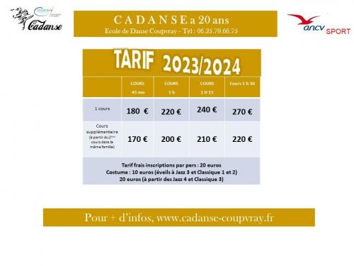 Tarif 20232024